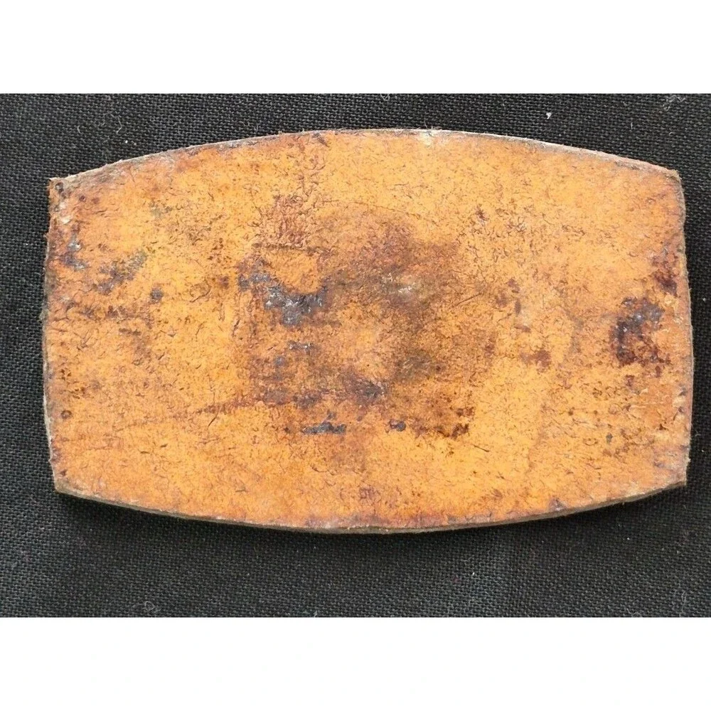 Vtg Southwestern Style Tooled Leather Inlay Belt Buckle Alumaline 4108